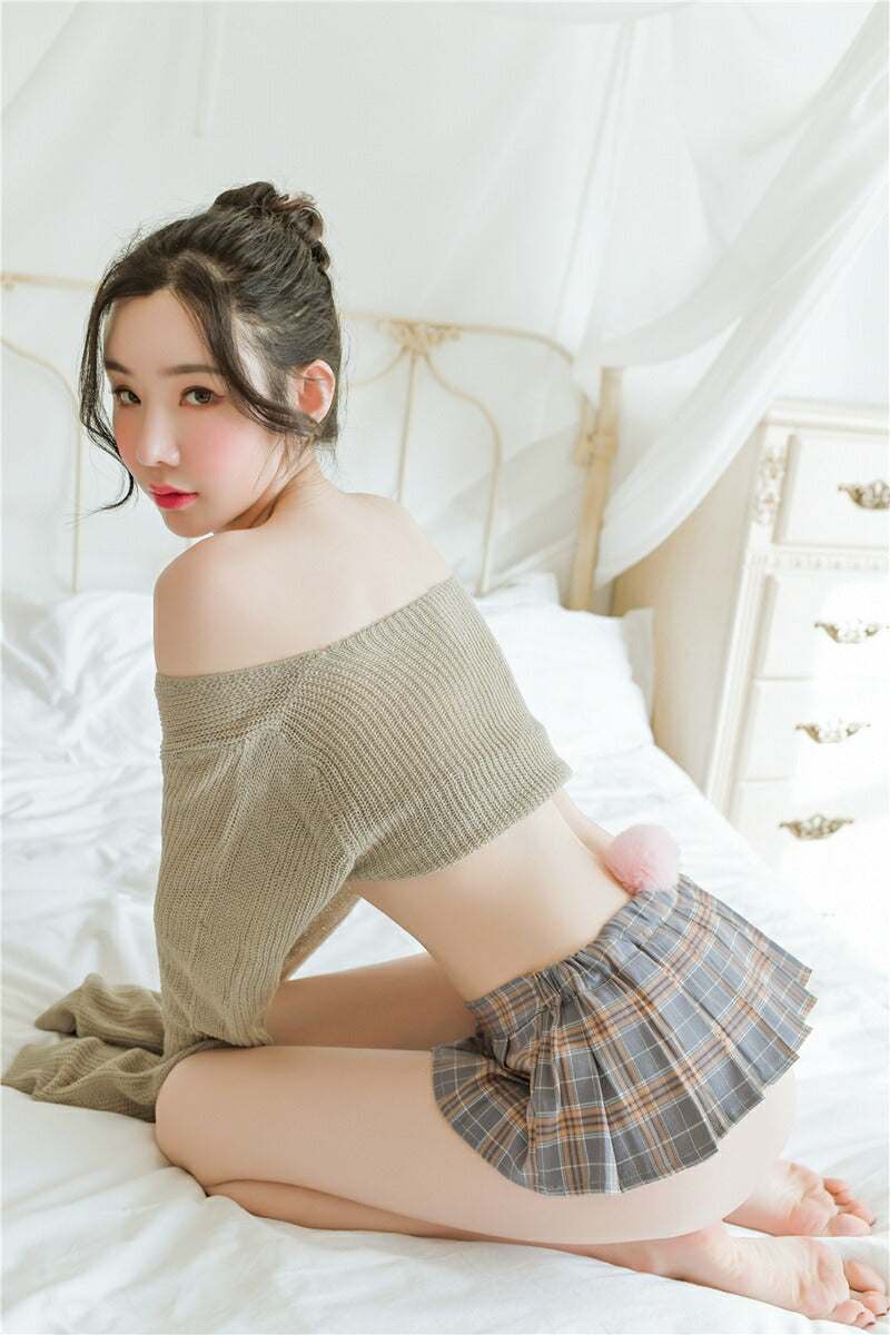 アダルト系 セーター セクシーニット 萌え袖 透け透け 女子高生 コスプレ 衣装 エロい服 エロい洋服 エッチ 洋服 エロい オフショルダー 超ショート丈 セクシー かわいい セクシーコスプレ ブラック ホワイト グレー 黒 白 (Q)[J]