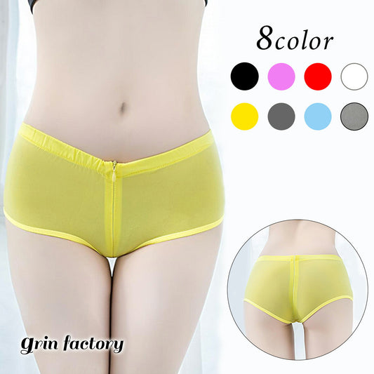 アダルト系 ジッパー全開 ショーツ パンツ 透け透け 透け無し シースルー 穴あき 穴開き パンティー 股開き セクシー ランジェリー エロい 下着 マイクロミニ エッチな下着 コスプレ ショートパンツ  ホットパンツ衣装 (Q)
