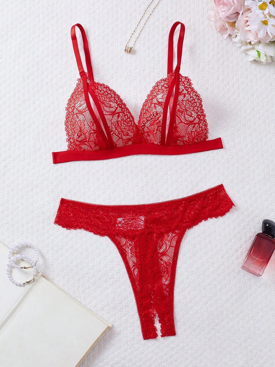 フローラルレース ランジェリー 2点セット セクシーランジェリー 下着 レディース オープンカップ トライアングルブラ オープンクロッチ Tバック ショーツ 穴あき ブラショーツ 勝負下着 エロかわ エロ下着 ブラック ホワイト グリーン レッド S M L XL 春 夏 秋 冬[R](T)