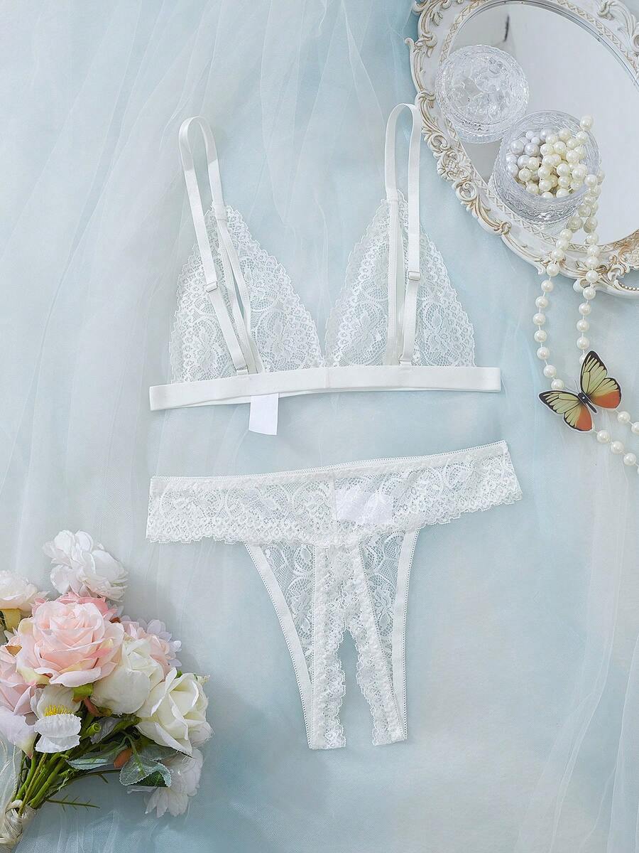 フローラルレース ランジェリー 2点セット セクシーランジェリー 下着 レディース オープンカップ トライアングルブラ オープンクロッチ Tバック ショーツ 穴あき ブラショーツ 勝負下着 エロかわ エロ下着 ブラック ホワイト グリーン レッド S M L XL 春 夏 秋 冬[R](T)