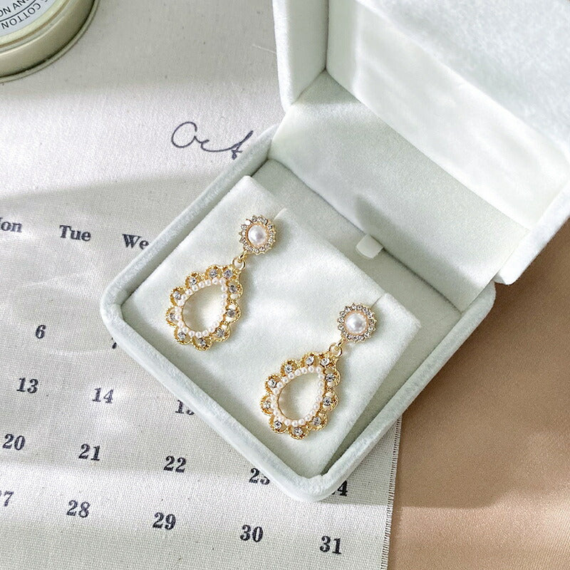 ピアス イヤリング アクセサリー パール シルバーポスト ビンテージ ファッション[J][K](T)