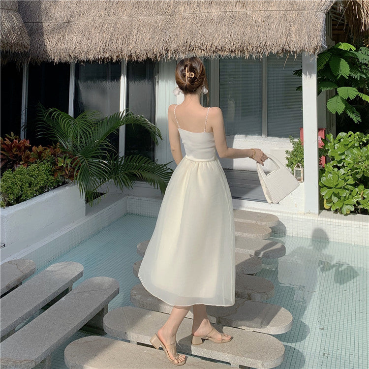パーティードレス ウェディング シフォン オーガンザ 結婚式 ドレス スリング チューブトップ ワンピース 白 ホワイト オフホワイト パーティー イベント 二次会 デート お出かけ おしゃれ 可愛い かわいい ふんわり リゾート リゾートワンピ サマードレス[J] [K](Q)