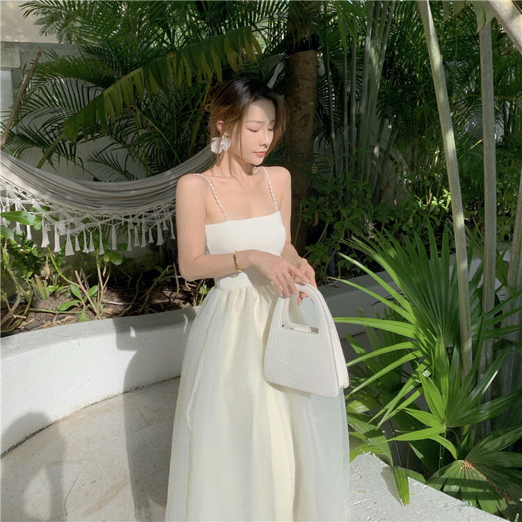 パーティードレス ウェディング シフォン オーガンザ 結婚式 ドレス スリング チューブトップ ワンピース 白 ホワイト オフホワイト パーティー イベント 二次会 デート お出かけ おしゃれ 可愛い かわいい ふんわり リゾート リゾートワンピ サマードレス[J] [K](Q)
