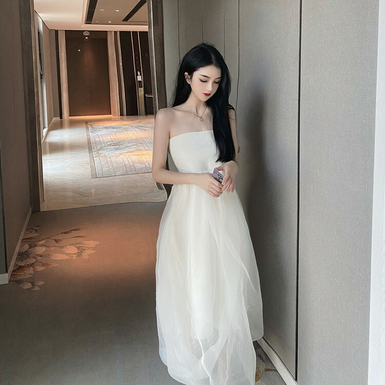 女らしさを追求ロング ふくらんでいるレーヨン チューブトップ ワンピース[J][K](T)