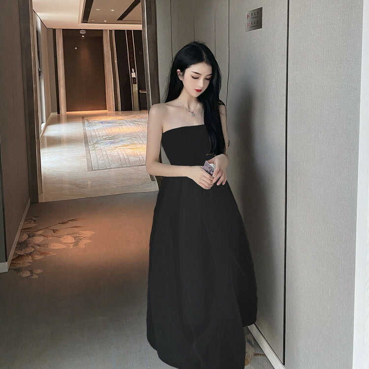 女らしさを追求ロング ふくらんでいるレーヨン チューブトップ ワンピース[J][K](T)