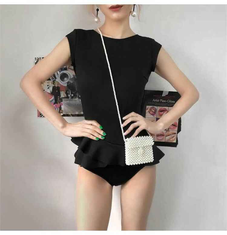 フリル ワンピース 水着 体型カバー 可愛い フレア ひらひら 露出が少ない フリフリ レディース トレンド 背中開き M L XL 2XL 大きいサイズ プラスサイズ  おしゃれ  黒 ブラック ワインレッド ワンピース水着 女性水着 ビーチ プール 海外セレブ かわいい 人気[J] [K](Q)